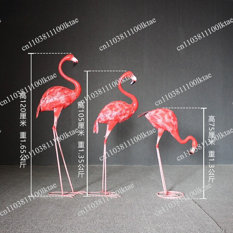 Wrought Iron Simulation Flamingo Ornament Garden Landscape Arrangement Decorative Handicrafts Wedding Party Shooting Props