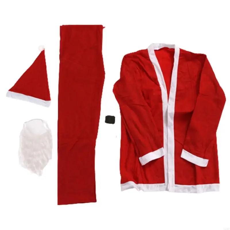 A9BF Five-piece Suit Christmas Santa Costumes Adult Men Funny Circus Outfit Naughty Joker Fancy Cosplay Clothing