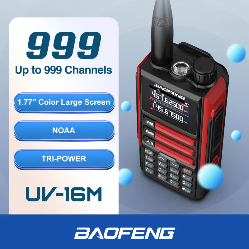 2024 BAOFENG UV-16M Walkie Talkie High Power Wirless Copy Frequency Multi Band Waterproof Two Way Radios Type-C UV16 New Update