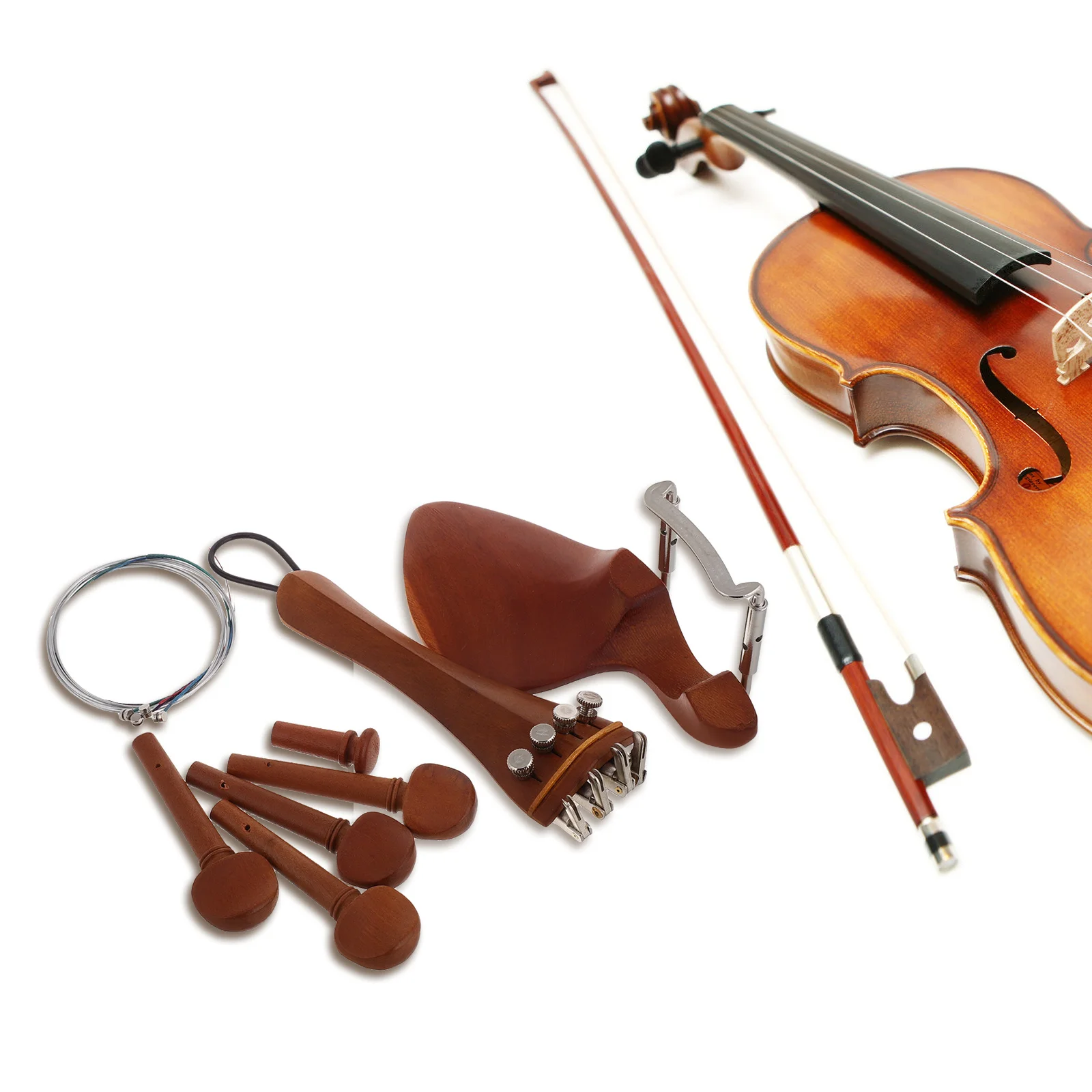 

1Set Violin Accessories Wooden Pegs Tailpiece Chin Rest Trainer Parts for Adults Violin Pegs Violins for Adults