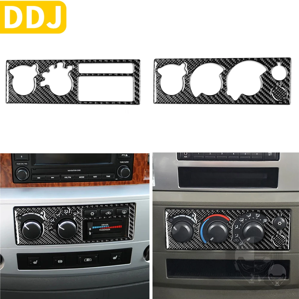 

For Dodge Ram Trucks 1500 2006-2008 2500/3500 06-09 Accessories Carbon Fiber Temperature Control Knob Panel Trim Sticker