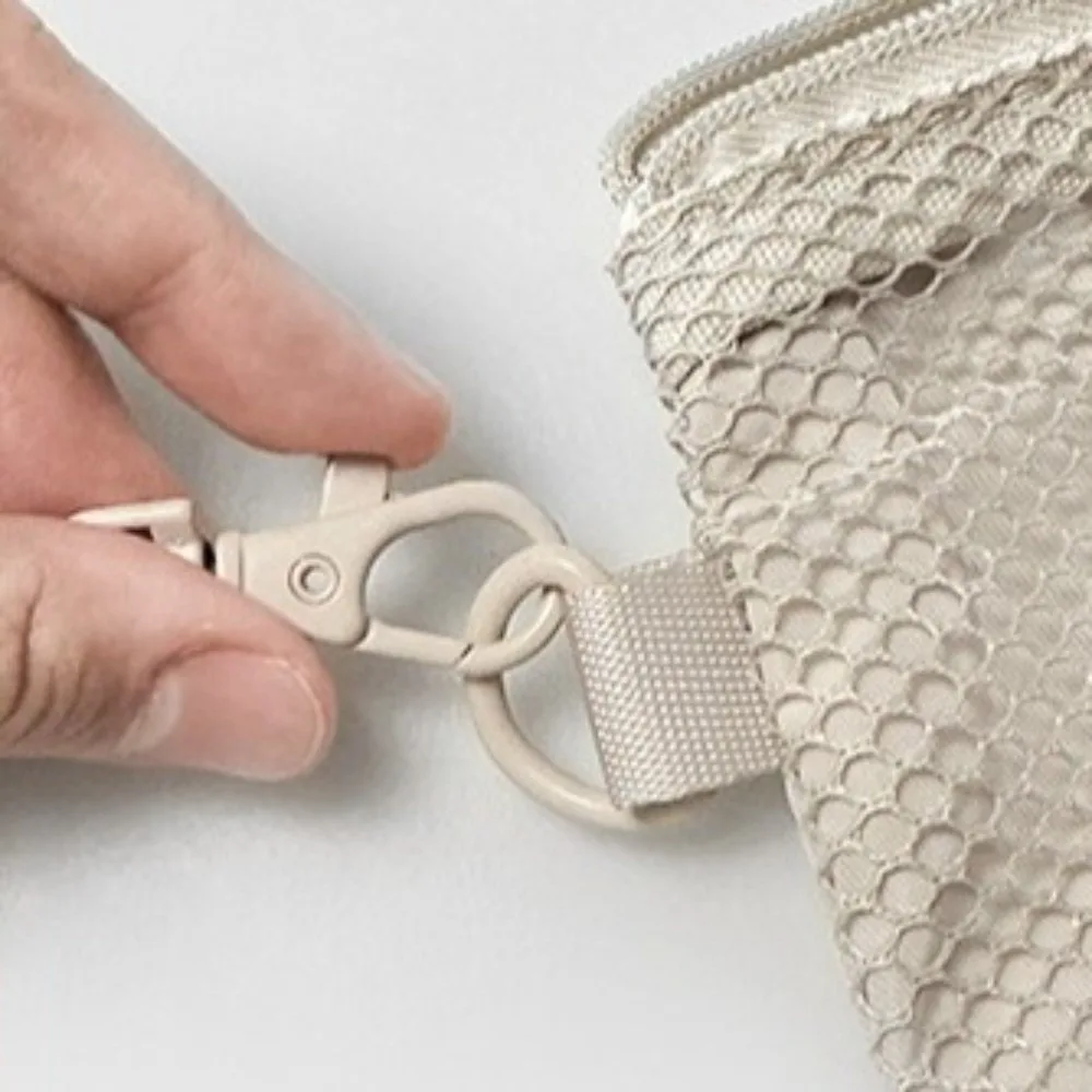 Lightweight Mesh Storage Bag With Zipper Solid Color Cosmetic Bag Multifunctional Polyester Toiletry Bag Multi-Purpose Use