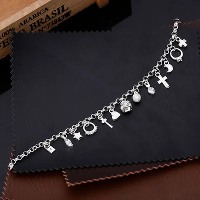 925 Sterling Silber Mode 13 Stück Anhänger Kette Charm Armband für Frauen für Teenager Mädchen Dame Geschenk Frauen Edlen Schmuck