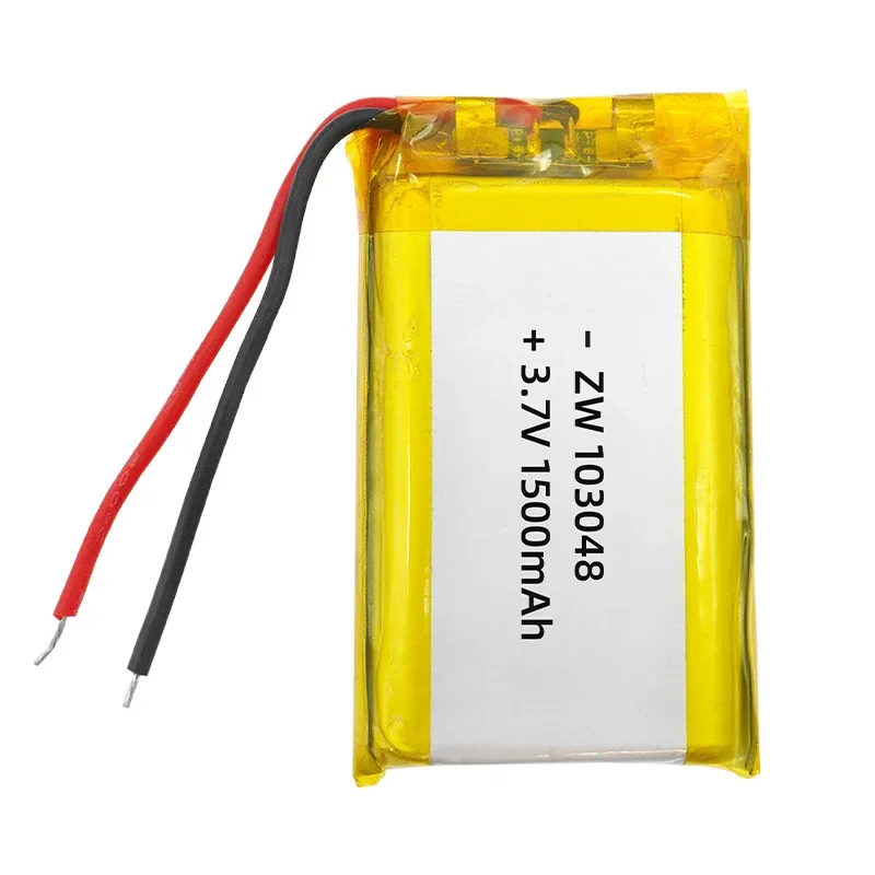 Lithium Polymer Battery 103048 1500mAh 3.7V Rechargeable LiPo with PCB Protection Board, PH2.0 or XH2.54 Connector Options