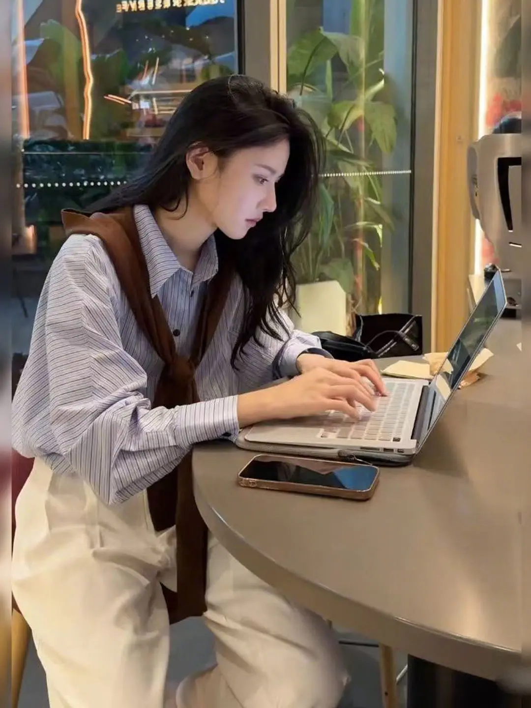 

Корейская повседневная свободная женская рубашка в полоску, весна 2026, для работы и учебы, с отложным воротником, свободный крой