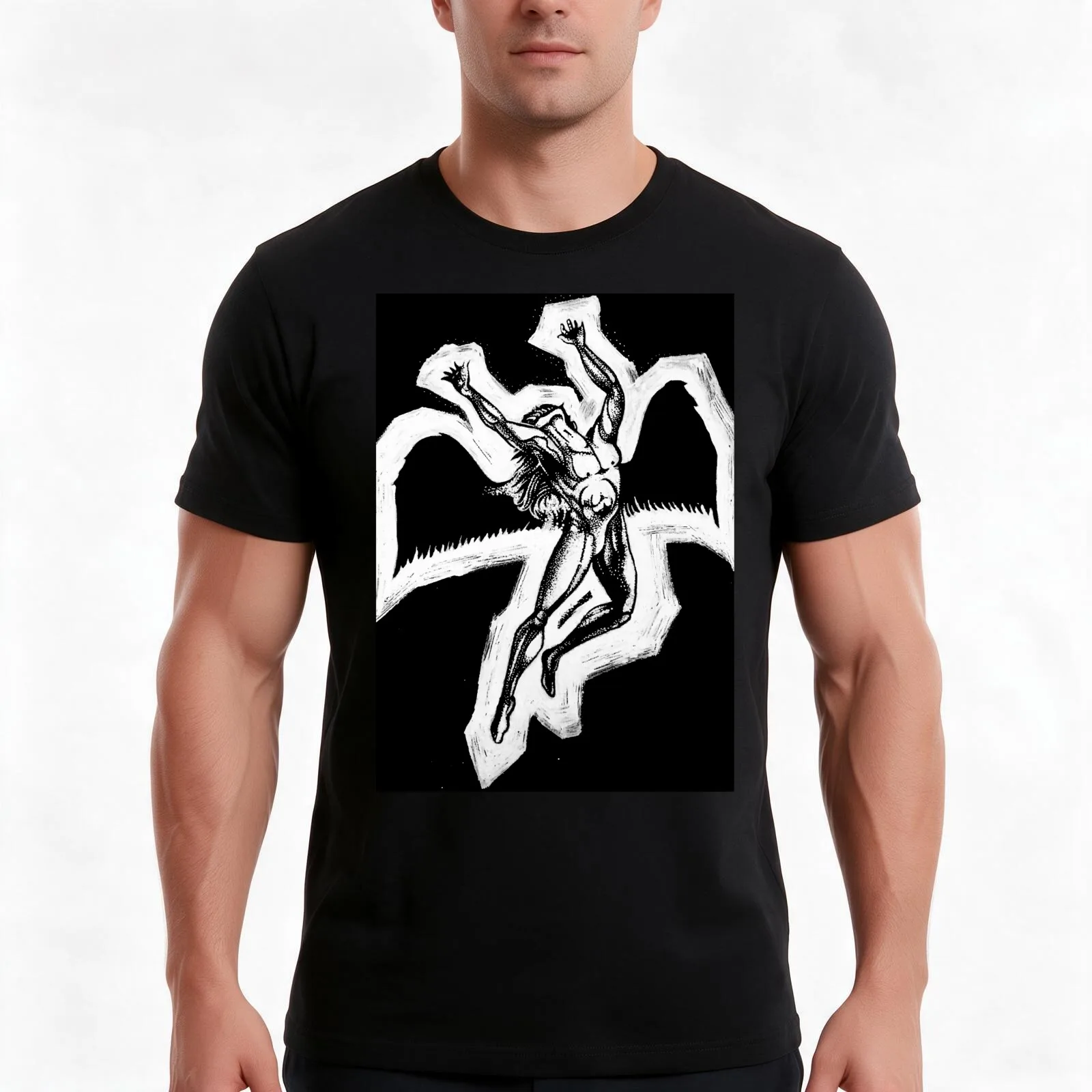 Icarus T-Shirt, Summer Casual Cotton Tee, Oversized Streetwear Tops, Vintage Graphic Print, Loose Fit Short Sleeve, 100% Cotton
