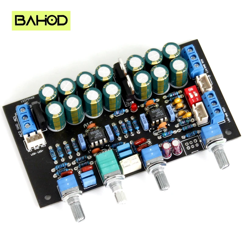 BAHOD Pre Amplifier Tone Board JRC5532 OP AMP Preamp Volume Tone Control DIY Speaker Amplifiers Home Sound Audio Amp AC12V-15V