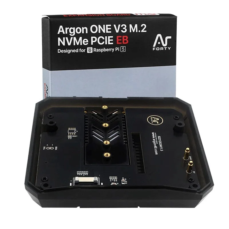 Argon ONE V3 M.2 scheda di espansione NVME PCIE (solo) dissipatori di calore in alluminio integrati per SSD Boot Pi5 da M.2 NVME Drive per RPI 5