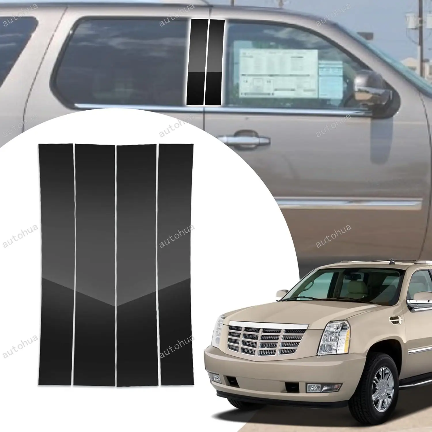 

Door Pillar Post Trim for Cadillac Escalade 2007-2014 Side Door Pillar Anti Scratch Glossy PC Stickers Cover Moldings 6-pcs