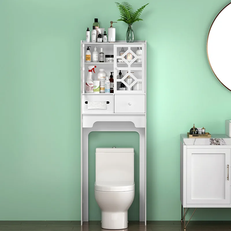Toilet, bathroom rack, special storage cabinet above the toilet, plant rack, floor-to-ceiling wall shelf