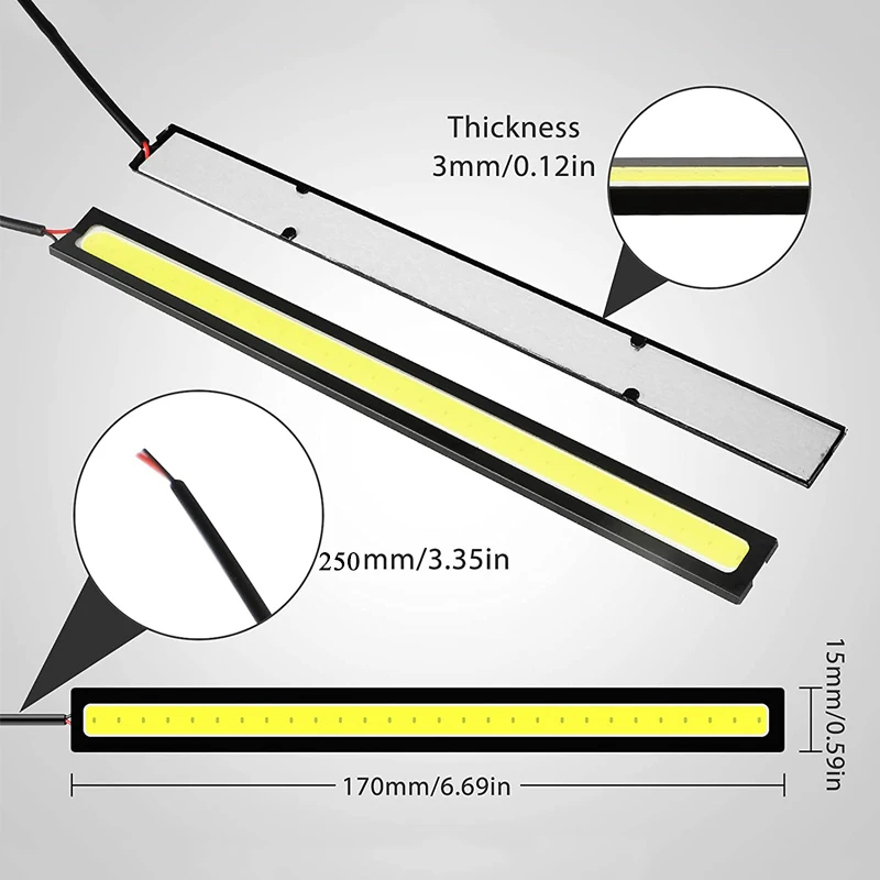 6 PCS 17CM COB LED Car DRL Fog Bulbs Universal Waterproof Daytime Running Light 12V 7000K White Panl External Atmosphere Lamps