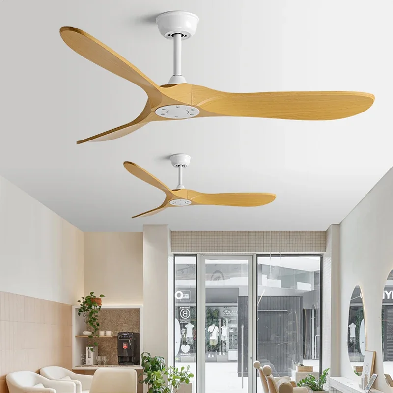 

NEW 52 60 Inch Ceiling Fan Industrial Vintage Wooden Ventilator No Light Remote Control Decorative Blower Wood Retro Large Fans