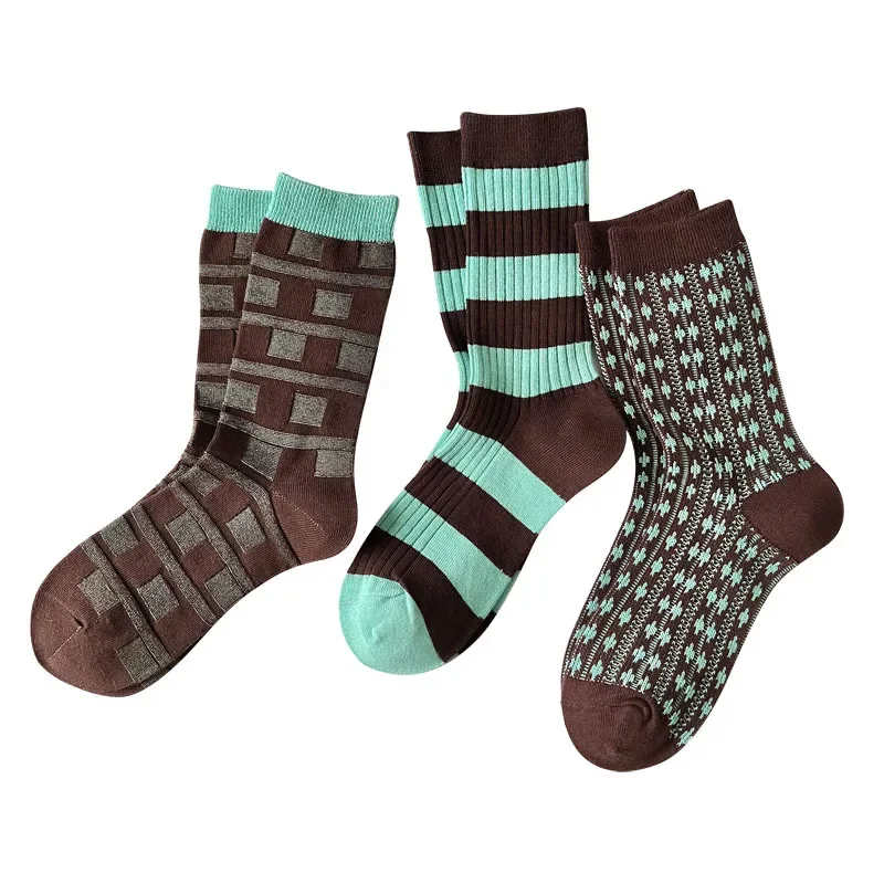 Mid-Calf Women Cotton Socks FAutumn Winter Ins Japanese JK Ethnic Style Fashion Socks Lady Girls Student Sweet Retro Long Socks