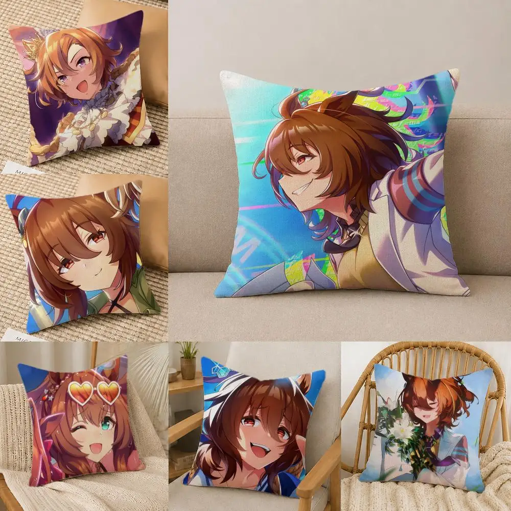 Game Uma Musume Agnes Tachyon Cushion Cover Natural Linen Pillowcase Set, All-in-One Decor for Sofa, Bedroom & Chair