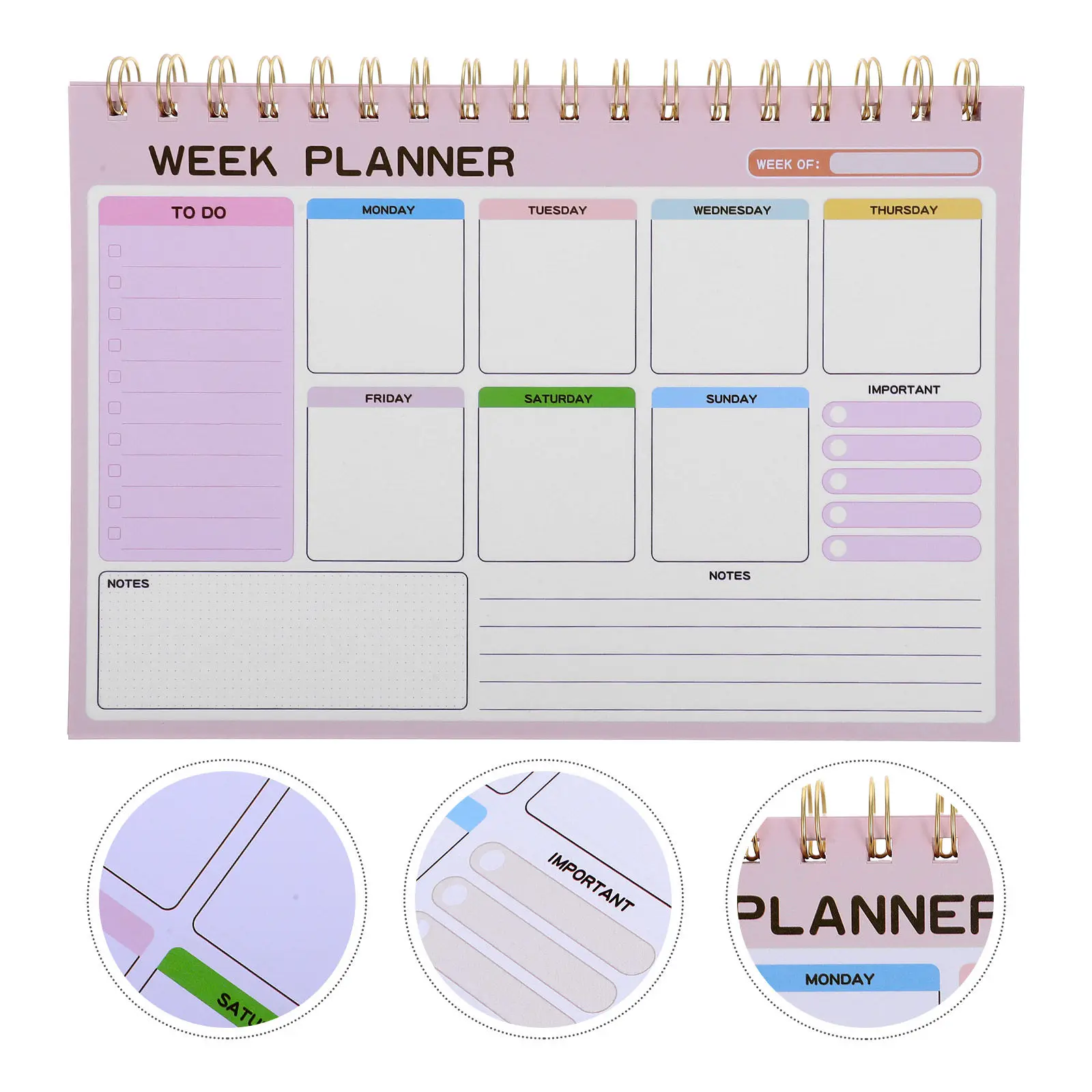 

Weekly Planner Notebook Spiral Binding Undated Large Desk Planner Work Schedule Task Organizer Journal Weekly Calendar