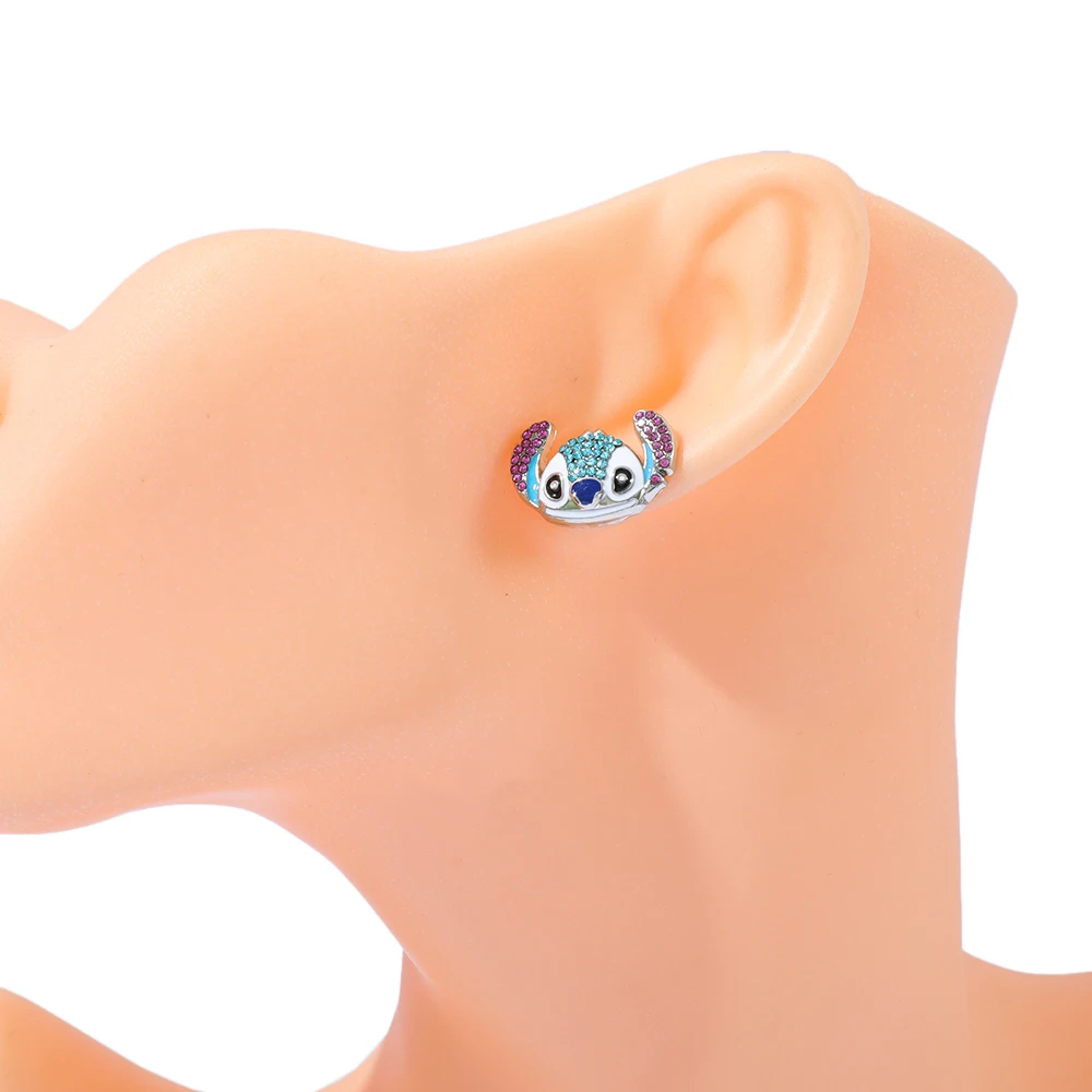 Stylish Lilo & Stitch Rhinestone Studs Sparkling Glam Lightweight & Comfortable Daily Wear Earrings for Women