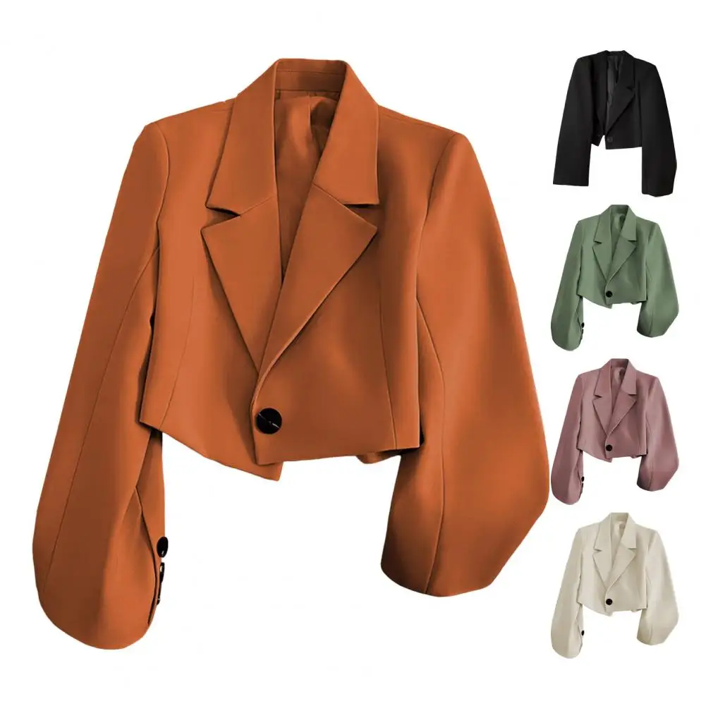

Укороченные блейзеры для женщин: Новинка 2026 года, универсальные корейские шикарные топы, однобортные пиджаки, офисные костюмы, женская верхняя одежда