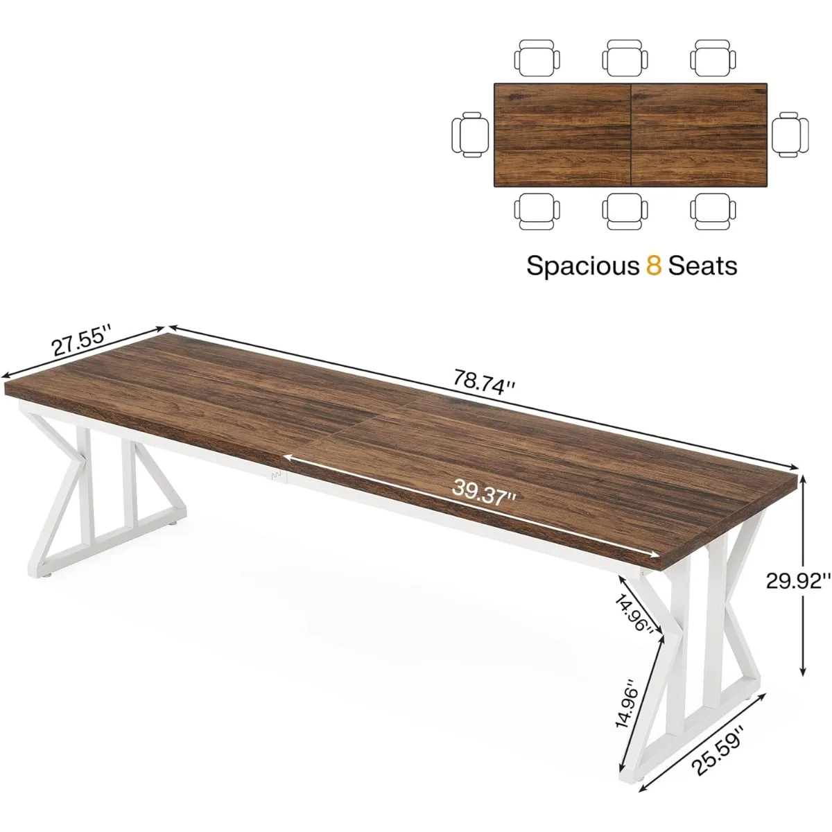 78.7 Inches Long Computer Desk, Two Person Desk Large Executive Office Desk, Double Desk Study Writing Table