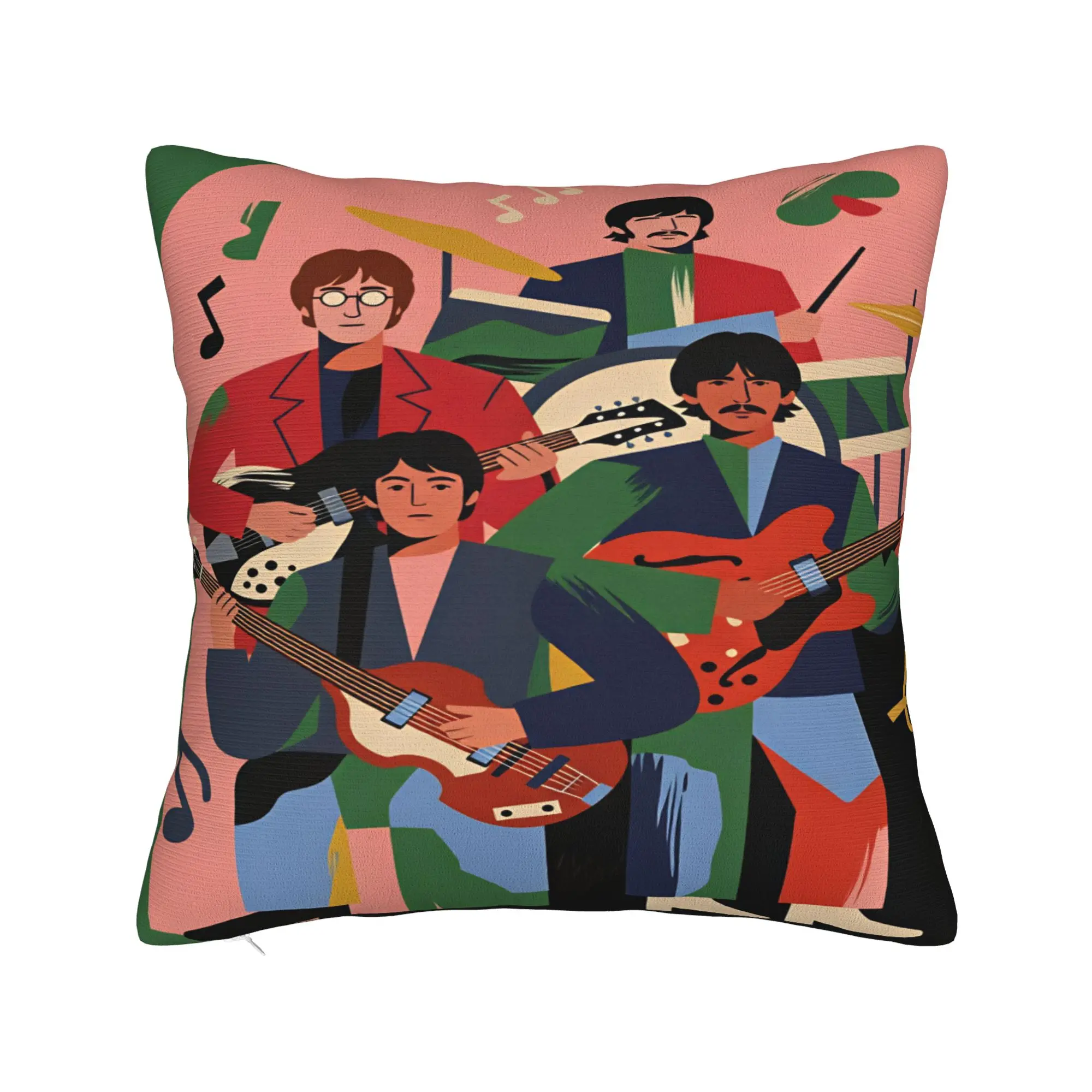 Beatled Music Pillow Cover  Novelty Pillow Case For Living Room Chair Soft Pillowcases Gift