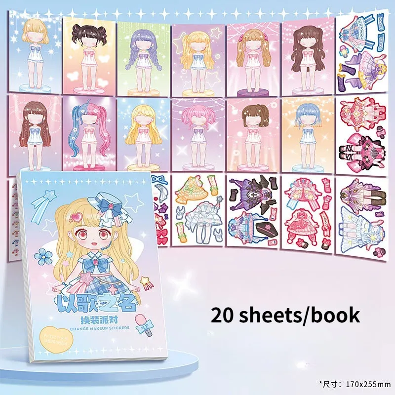 DIY Dress Up Sticker Girl Paper Doll Quiet Book Sweet Cool Girl Star Doll Change Clothes Scrapbook Craft Children's Makeup Book view 4