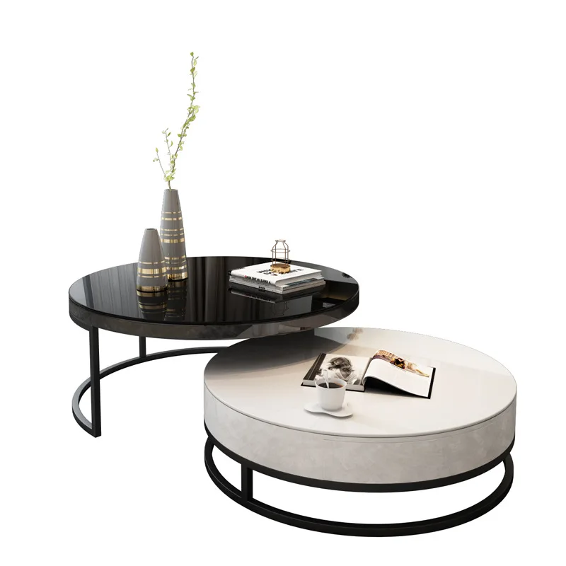 Creative Nordic furniture, postmodern, retractable round, light luxury, glass table