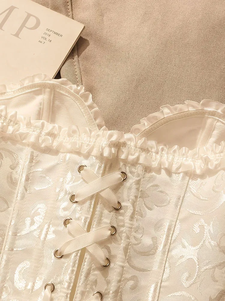 French lace lace tube top, elegant jacquard corset, fashionable and simple high-end corset, wedding evening party dress