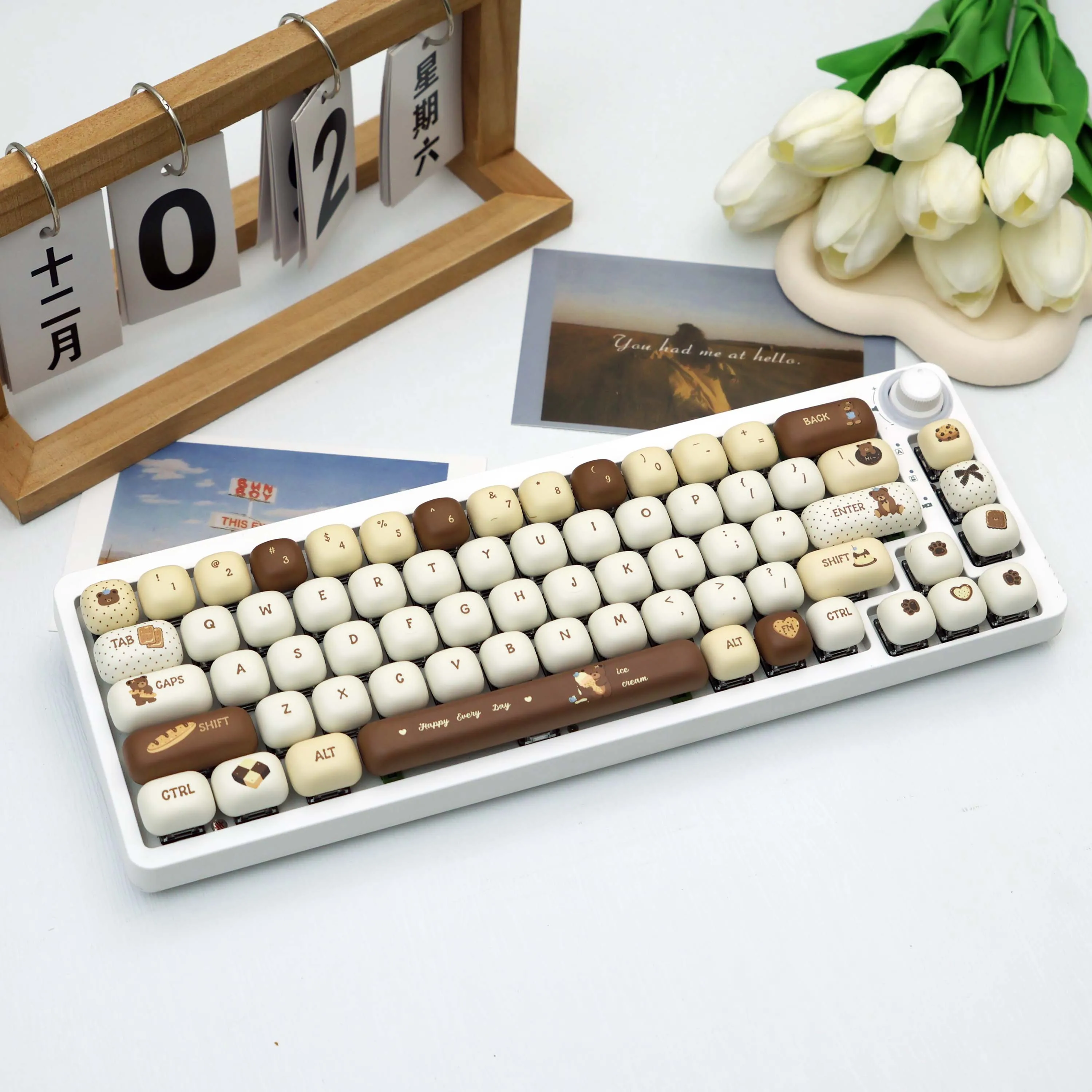 137 Keys Cherry Bear PBT Keycaps Dye-Sub MAO Profile MX Switch 61 64 68 87 96 104 108 Mechanical Keyboard Random Color