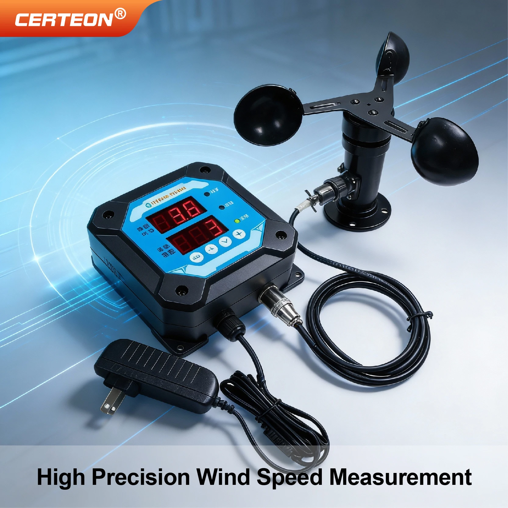 Industrial RS485 Wind Speed Sensor Cup Anemometer Wind Meter High Precision Wind Alarm Sensor 12-24VDC Outdoor Airflow Detector