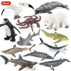 Oenux Ocean Animals Basking Shark Dolphin Ray Whale Crab Sea Life Model Action Figures Miniature Cute Education Kid Toys Gift