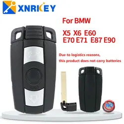 XRNKEY 3 Buttons Remote Car Key Shell Fob Case For BMW X5 X6 E60 E70 E71 E87 E90 For BMW 1 3 5 6 Series With 2025 Batter