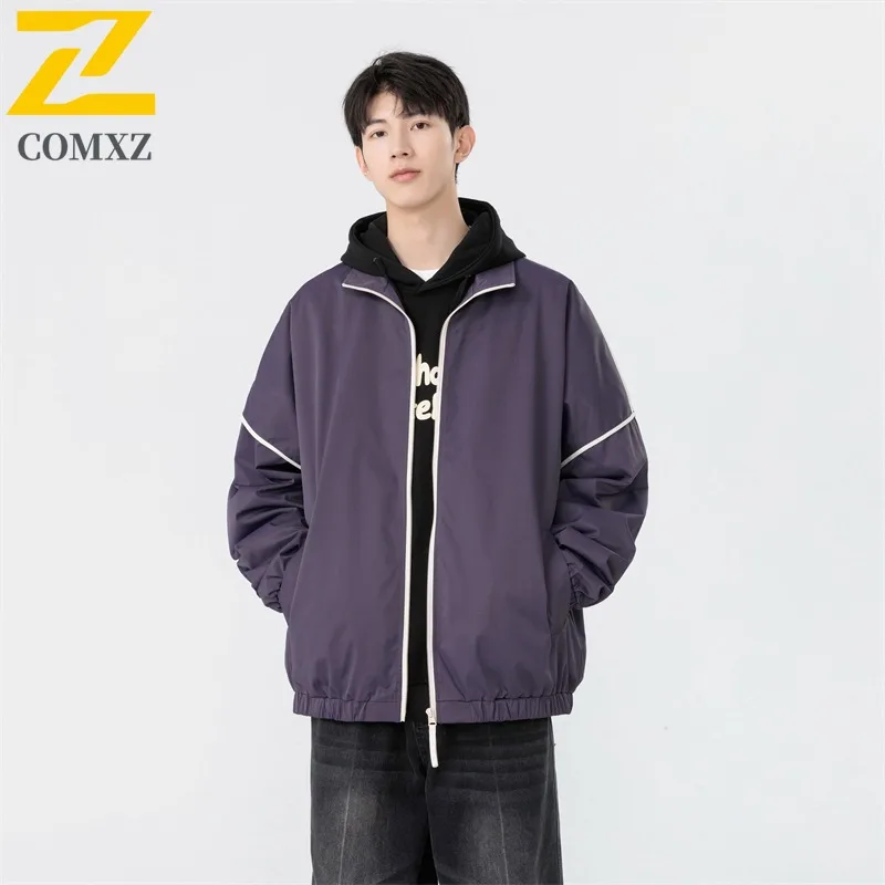 

COMXZ 2025, мужская и женская летная куртка унисекс, весенне-осенняя рабочая одежда, однотонное удобное пальто больших размеров в американском стиле