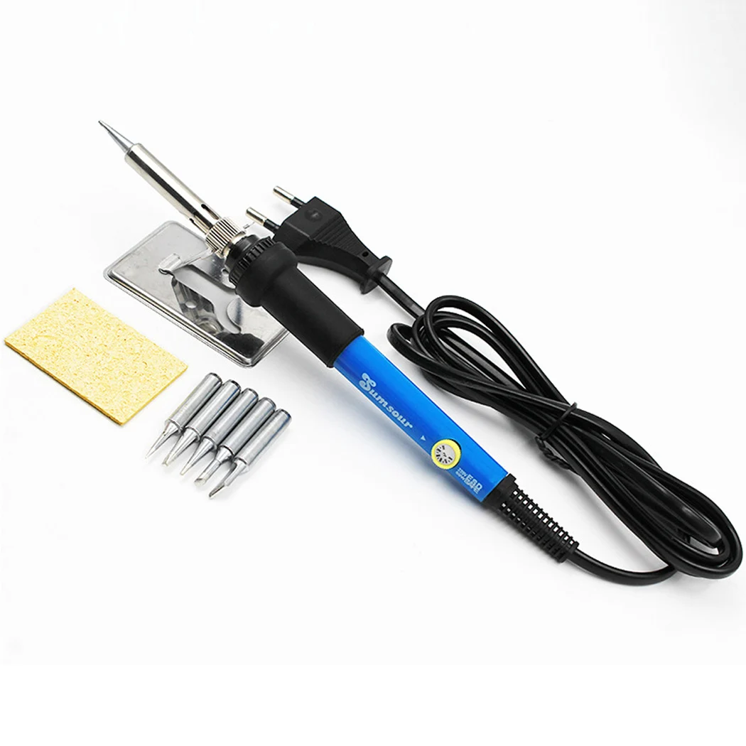 

110V 220V 60W Electric Soldering Irons Station, Adjustable Temperature Electric Welding Rework Repair Tool with 5pcs Solder