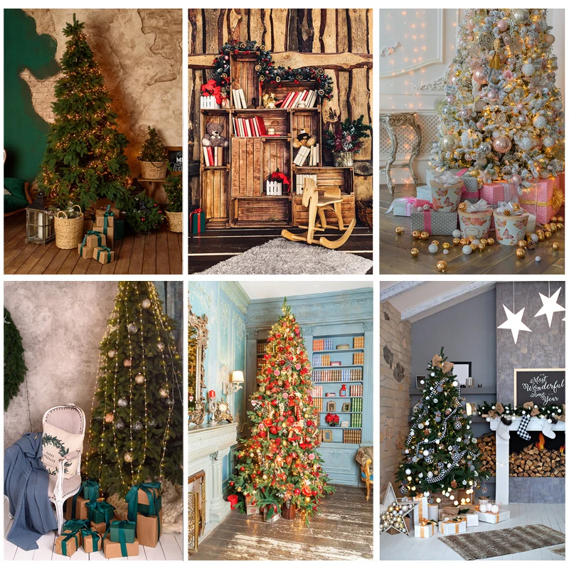 

SHUOZHIKE Art Fabric Christmas Day Photography Backdrops Prop Christmas Tree Festival Theme Photo Studio Background 20109SSD-01