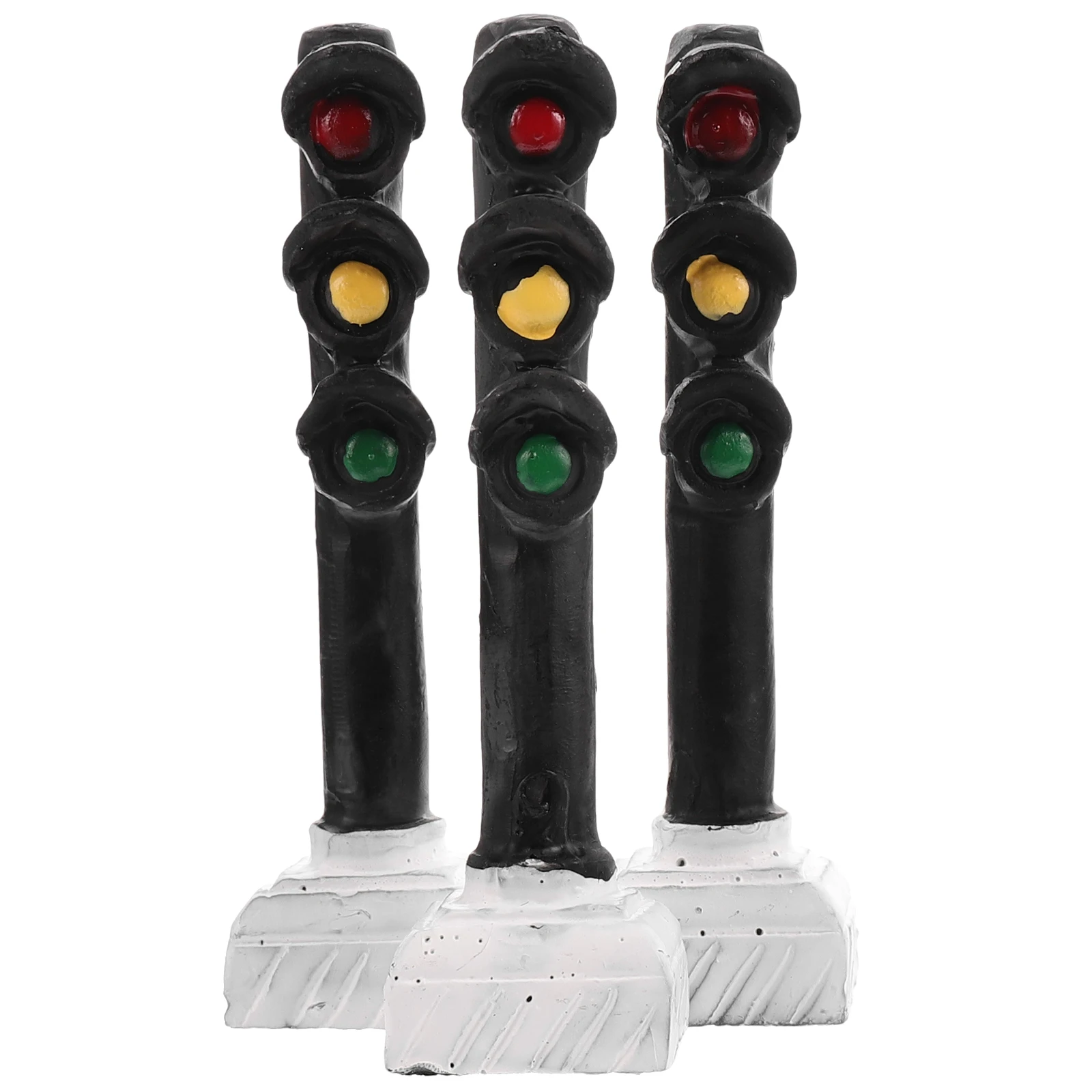 

3pcs Resin Ornaments Mini Size Safe Decoration Traffic Light Compact Kids Toy Easy Store Kids Toy Crafts