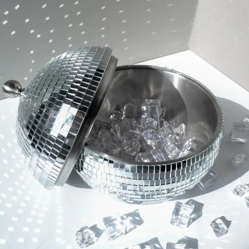 Disco Ball Beverages Coolers Reflective Mirror Ice Buckelt Container For Cocktails Parties Event And Home Kitchens 
