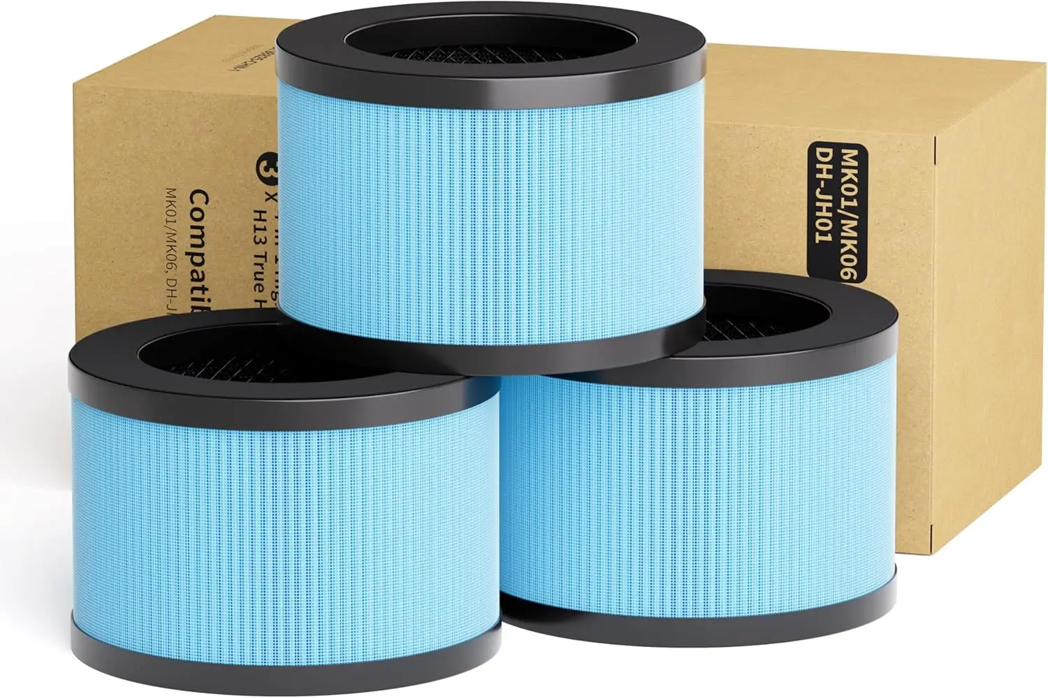 

MK06 MK01 True HEPA Replacement Filter Compatible with MK01 MK06 and Kloudi DH-JH01, Standard Version, 3 Pack