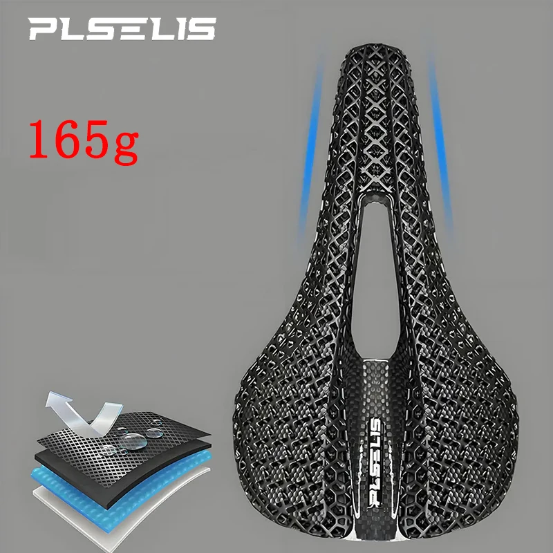 

PLSELIS PS Gracy 3D Printed Carbon Fiber Mountain Road Bike Hollow Breathable Comfortable Bike Saddle Bike Accessories