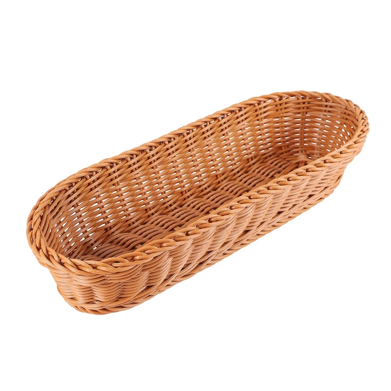 LICG Oval Wicker Woven Basket Bread Basket Serving Basket, 14Inch Storage Basket For Food Fruit Cosmetic Storage Tabletop And Ba