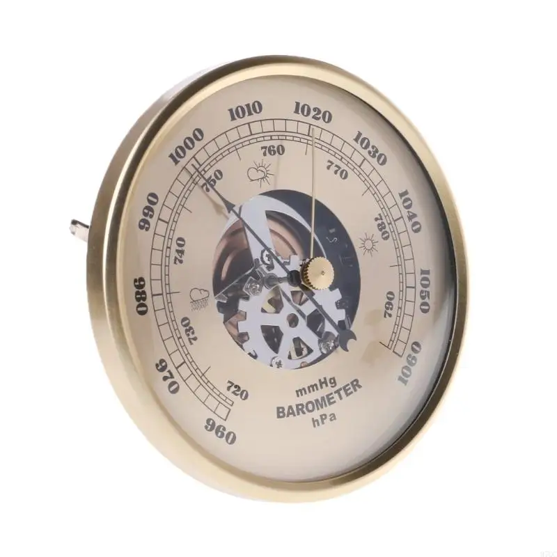 97QC Round Barometer Home Golden Round Perspection Dial Weath Statio 108mm Barometer Mmhg Easy
