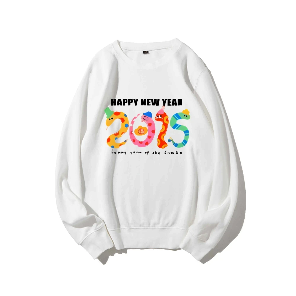 2025 Happy New Year Hoodie Snake Pattern Print Woman's Sweatshirt Fashion High Street Sportwear Unisex Y2k Top Fit all Seasons