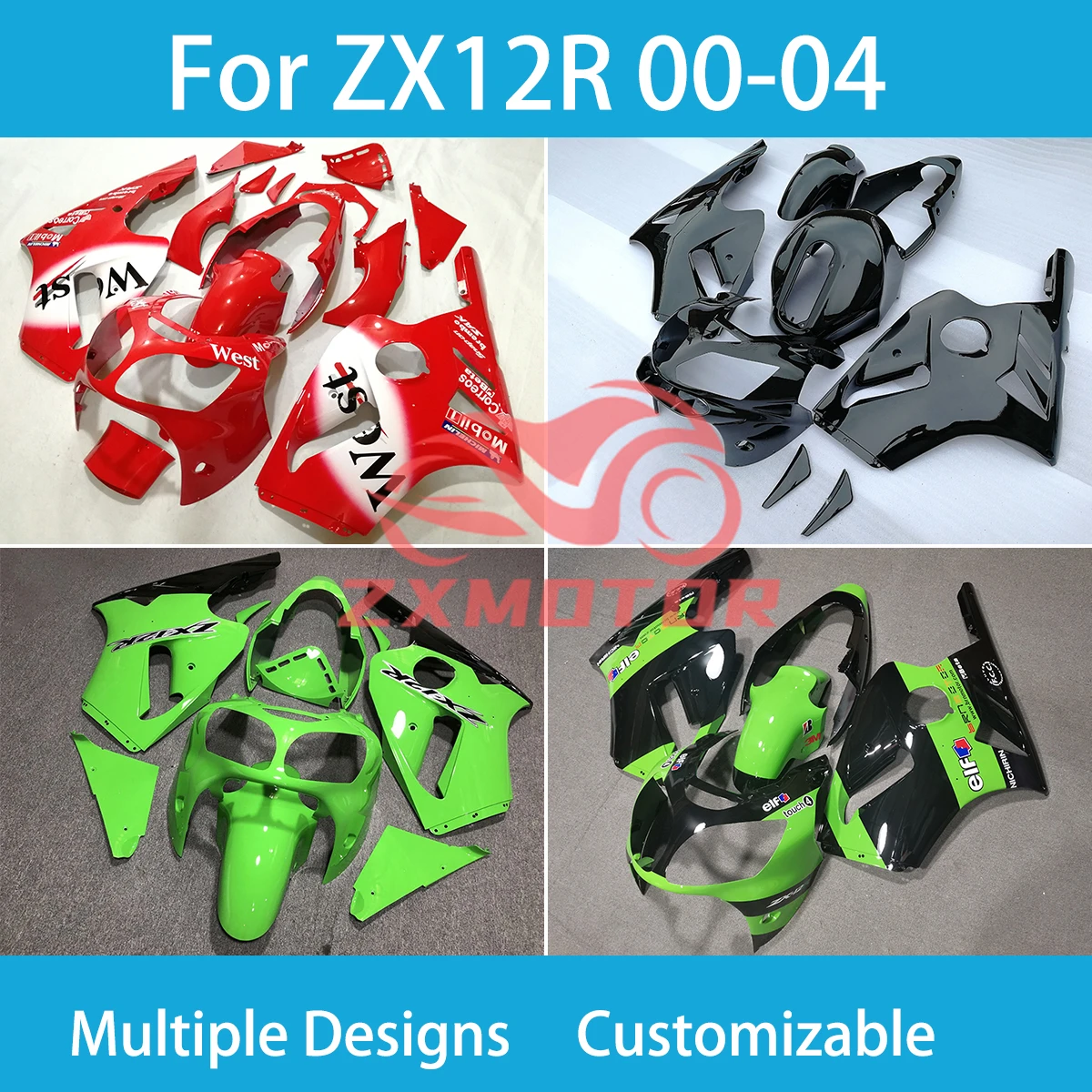 Fairing Kit for Kawasaki ZX12R 00 01 02 03 04 Motorcycle with Tank Cover ZX 12R 2001 2002 2003 2004