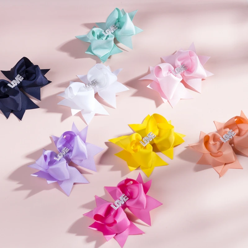 1Pcs New Baby LOVE Bowknot Hair Clips For Newborn Baby Girls Cute Bows Hairpin Barrettes Headwear Infant Kids Hair Accessories