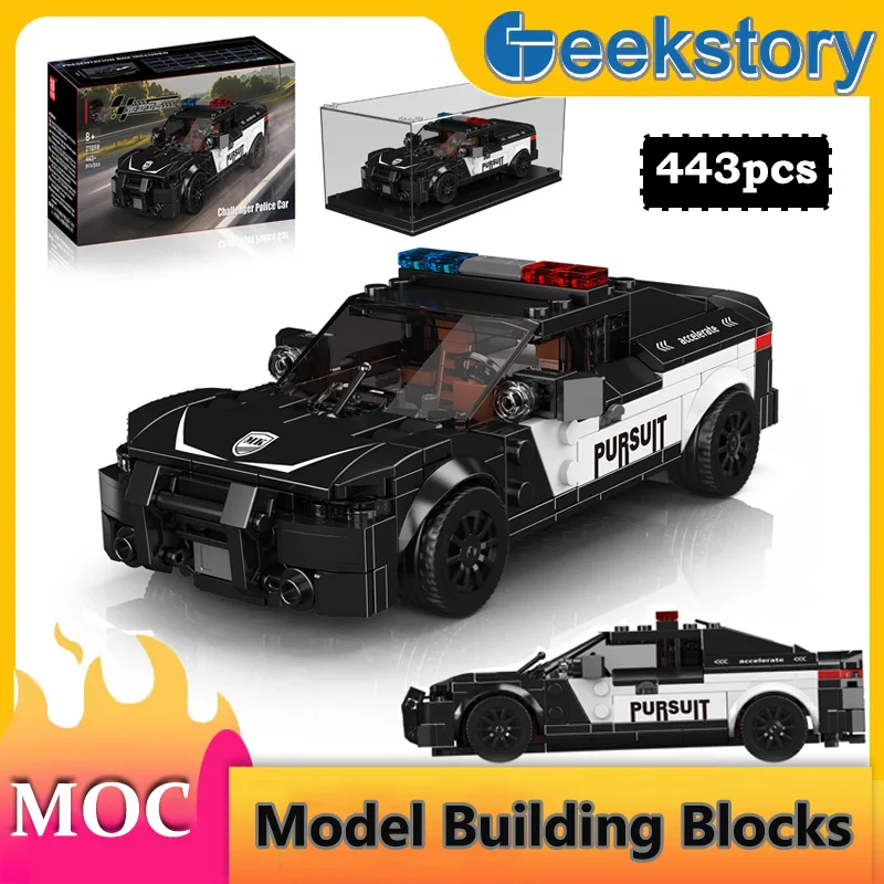 

Challenge 443 шт., модель полицейского автомобиля, набор строительных блоков 27098 с коробкой для дисплея, собранные украшения для автомобиля, игрушки, кирпичи, подарки для мальчиков