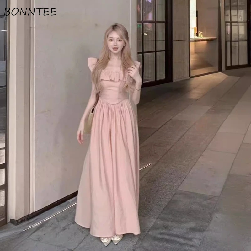 فساتين طويلة صلبة بأكمام طويلة وياقة مربعة وكشكشة صيفية على الطراز الفرنسي لشد الخصر وفضفاضة ونحيفة وأنيقة ومريحة