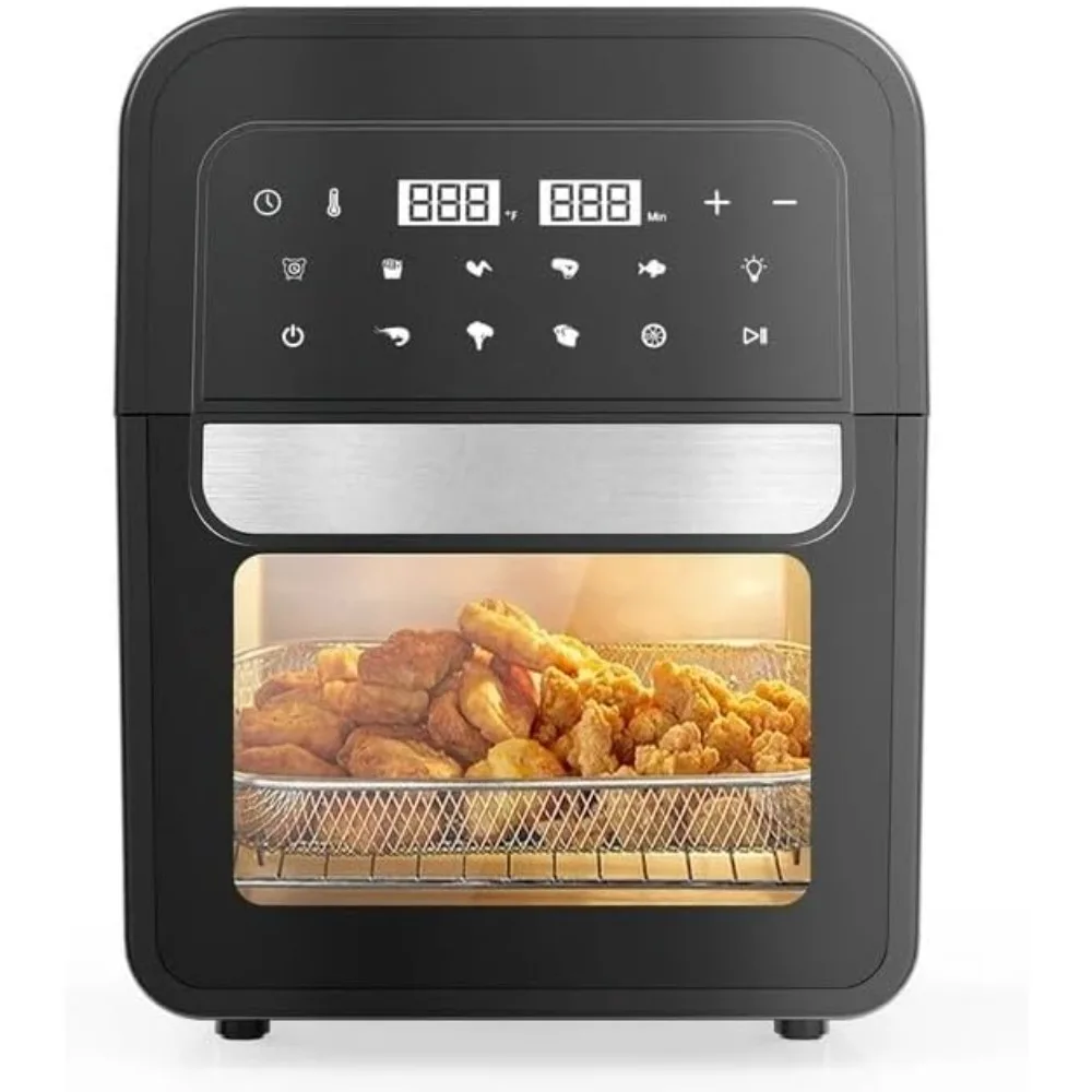 Friggitrice ad aria 8 in 1 con capacità di 6,5 Qt e finestre facili da visualizzare, 95% meno di olio, cestello antiaderente per arrostire, cuocere al forno, disidratare, riscaldare
