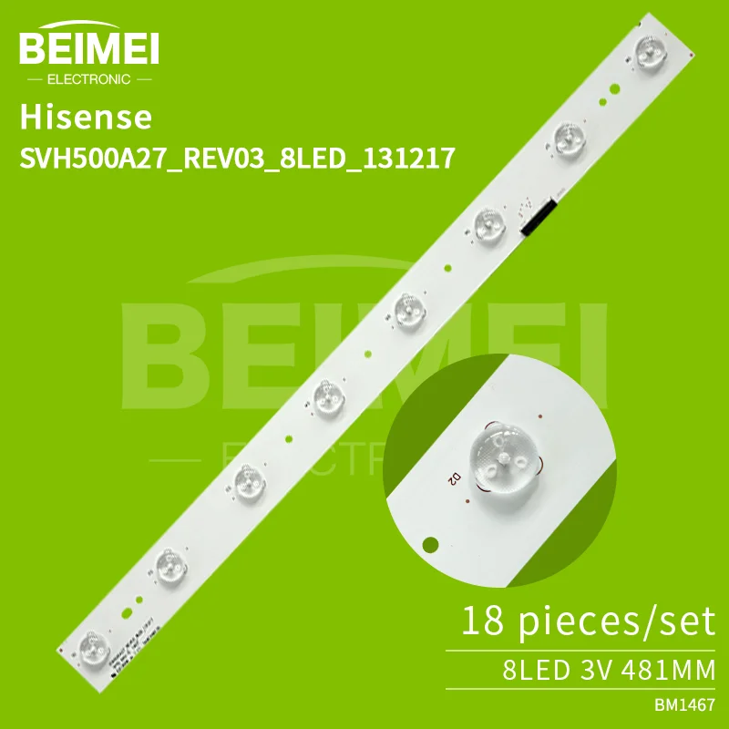 LED TV Backlight Ram para Hisense, LED50XT900X3DU, 3V, 481mm, TV Set reparação ou substituição, 18 PCs/Set