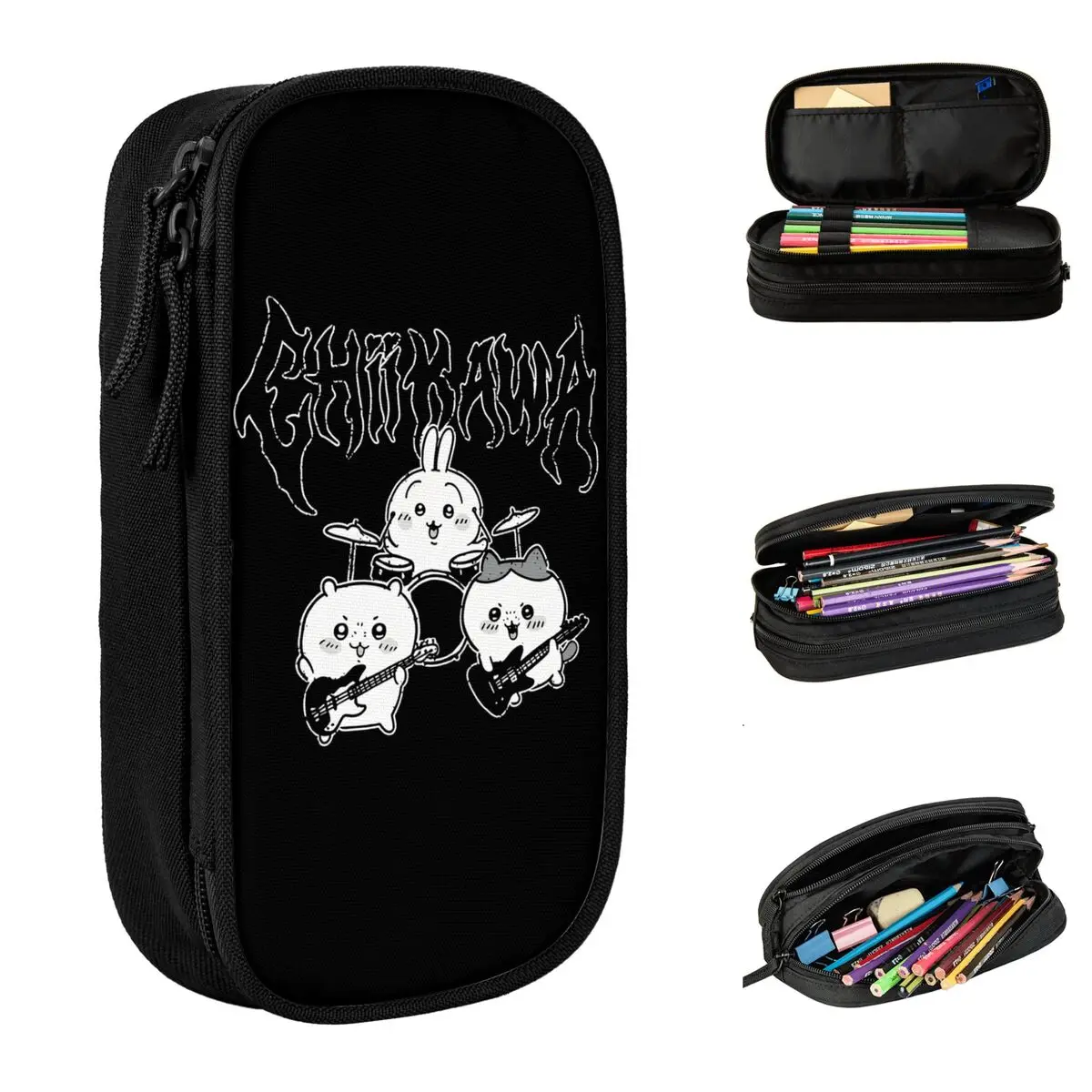 

Heavy Metal Chiikawa Usagi Hachiware Gift For Kid's Pencil Cases Kawaii Pen Box Bag Large Storage Students School Supplies