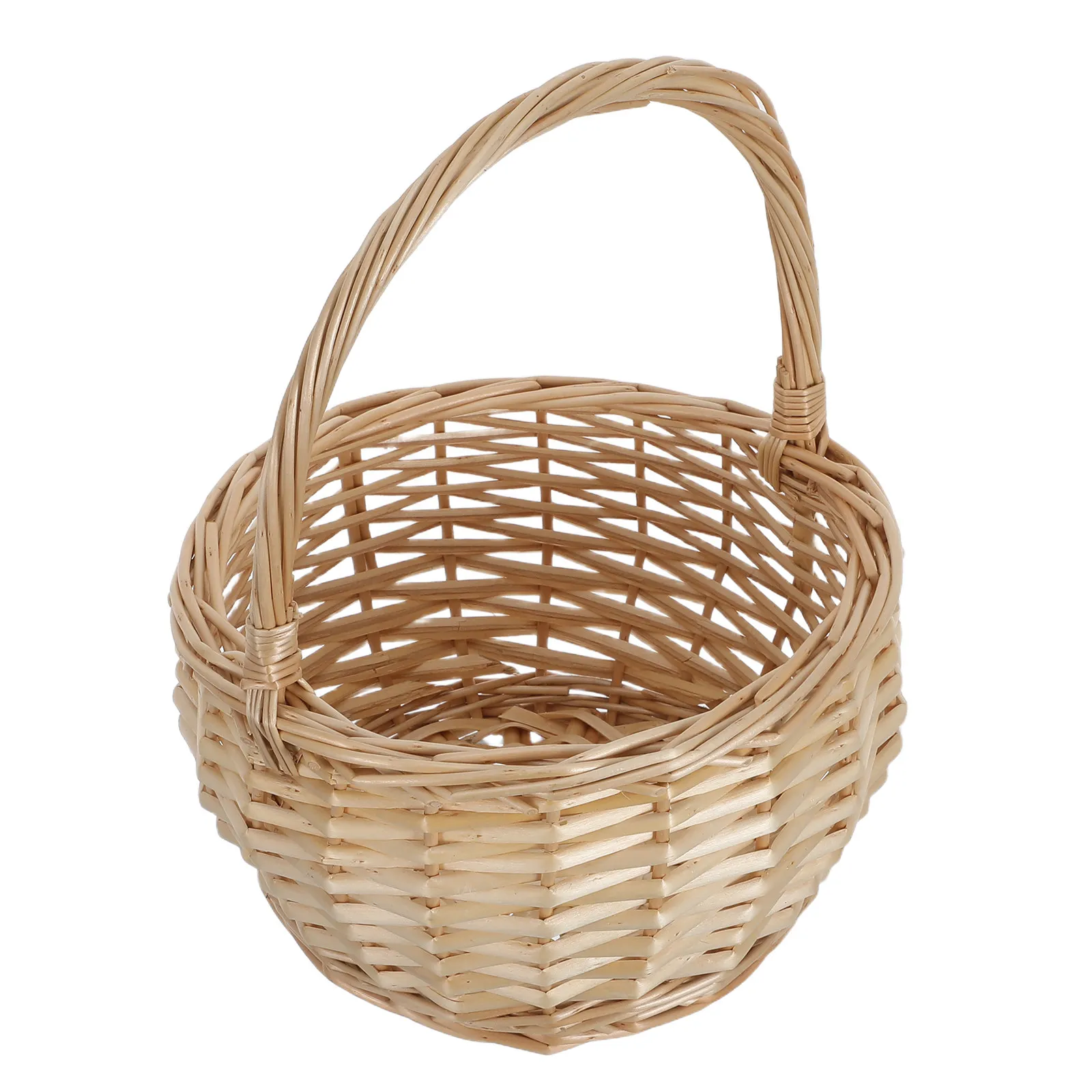 Handwoven Willow Basket with Handle Decorative Woven Storage Basket for Picnic Travel Flower Arrangement Market Gathering