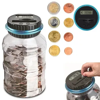 1PC Electronic Piggy Bank เคาน์เตอร์เหรียญดิจิตอล LCD นับเหรียญเงินกล่อง Jar เหรียญกล่องเก็บสําหรับ USD ยูโรเงินของขวัญ