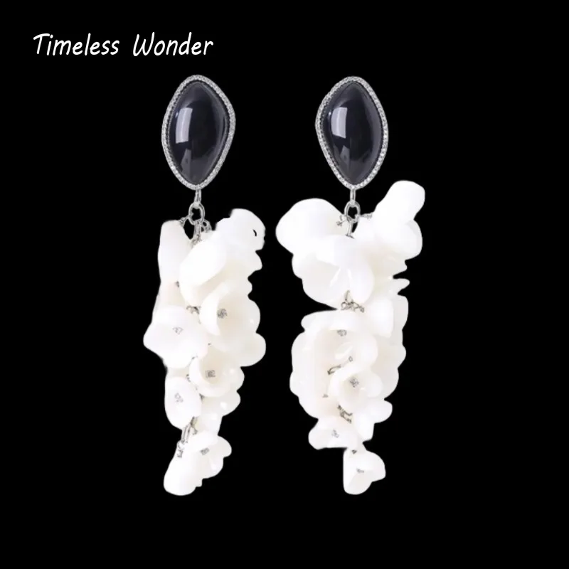 Timeless Wonder Fancy Resin Fringe Floral Stud Earrings for Women Designer Jewelry Trendy Sweet Gift Rare Top Neat Classy 3376